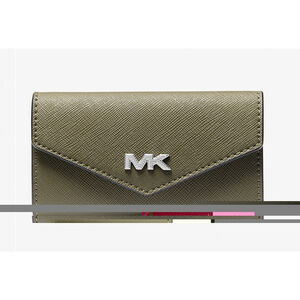 Michael Kors Rivington Leather Key Holder Olive Gun Metal